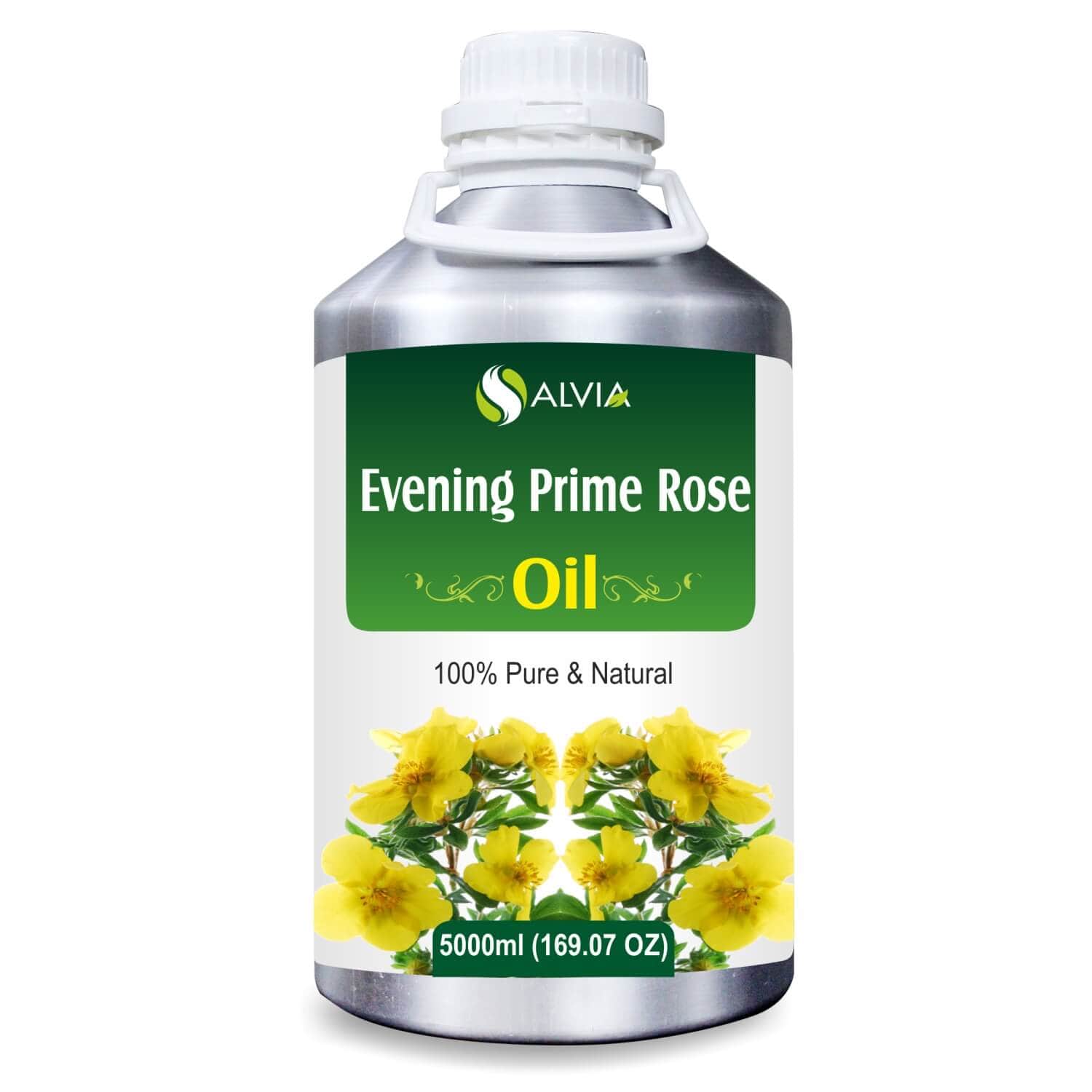 Salvia Natural Carrier Oils 5000ml Evening Prime Rose (Oenothera) 100% Natural Pure Carrier Oil Reduces Acne, Clears Complexion, Maintains Skin’s Elasticity, Excellent Moisturing